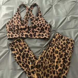 Cheetah Fabletics Sports Bra & Leggings Set